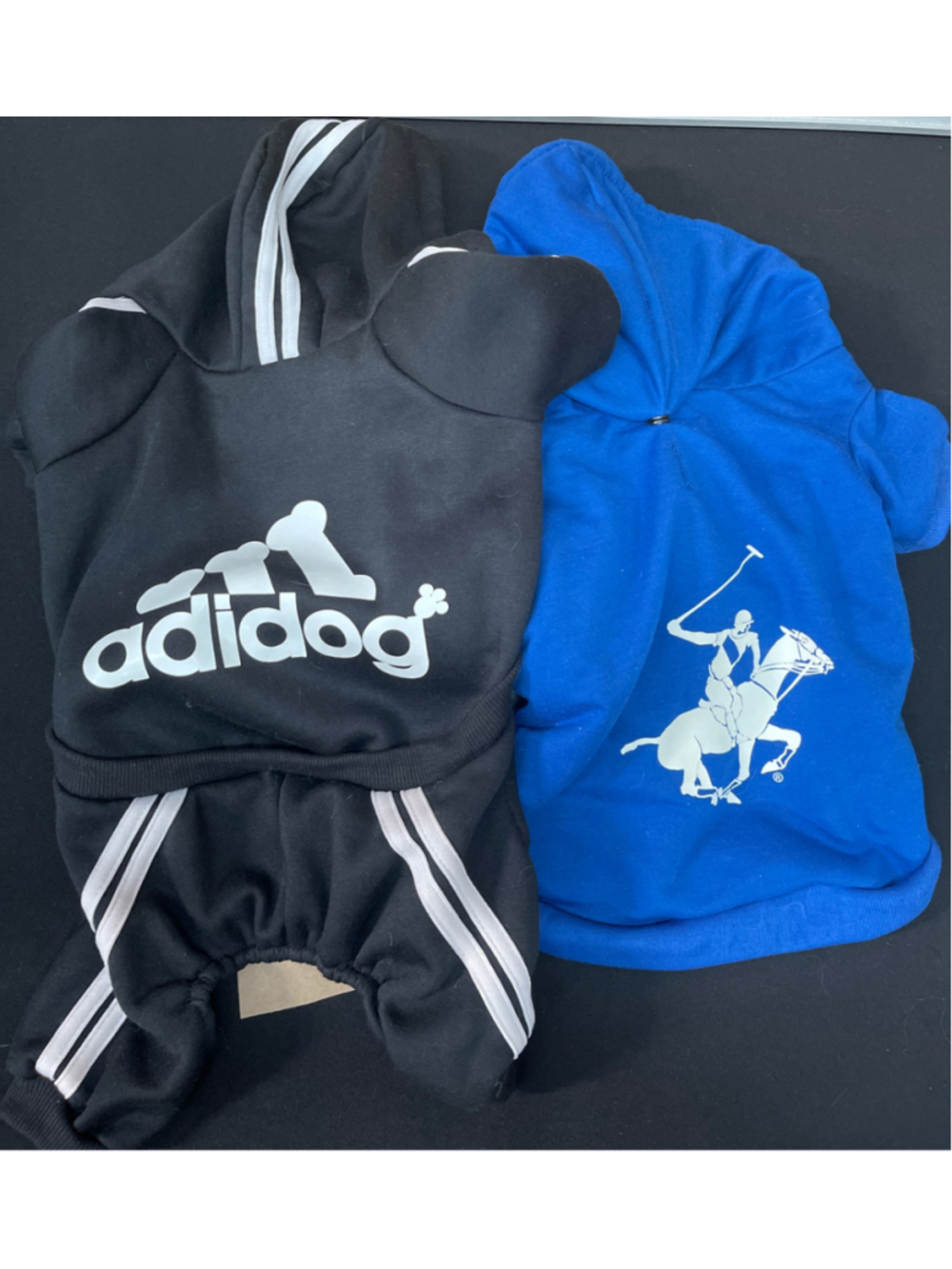 Set of 2 XL Polo and Adidas look, Dog Hoodie sweatshirts